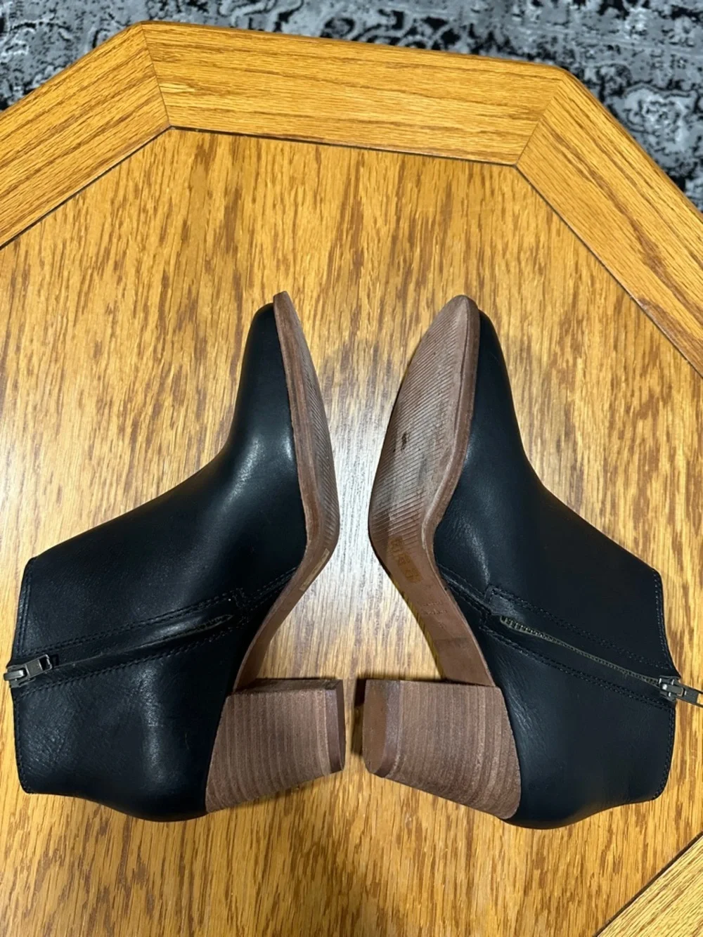 *MADEWELL* Black x Tan Leather Block Heel Ankle Billie Boots Size 8